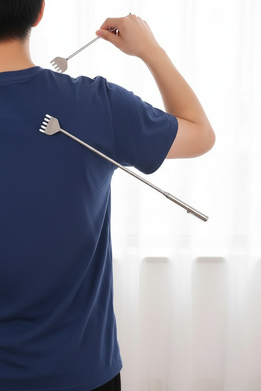 Extendable back scratcher in use - better framing