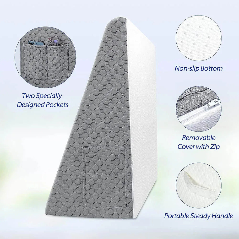 Versatile wedge pillow for sleep apnea, acid reflux, nighttime congestion, and more