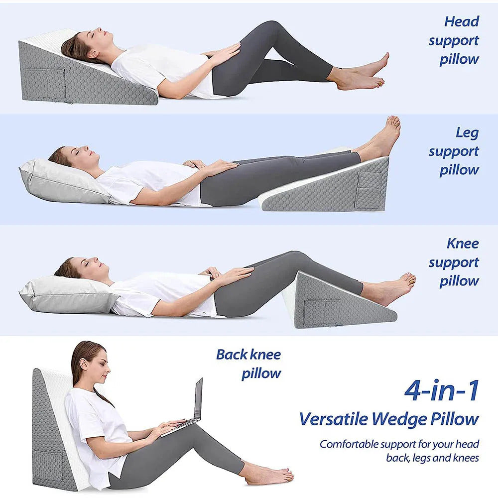 Versatile wedge pillow for sleep apnea, acid reflux, nighttime congestion, and more